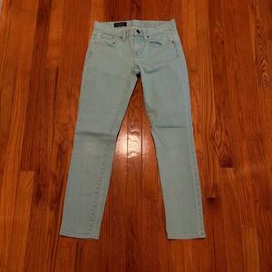 J.Crew Women 26 Ankle Toothpick Jeans Mint Green Skinny Stretch Denim